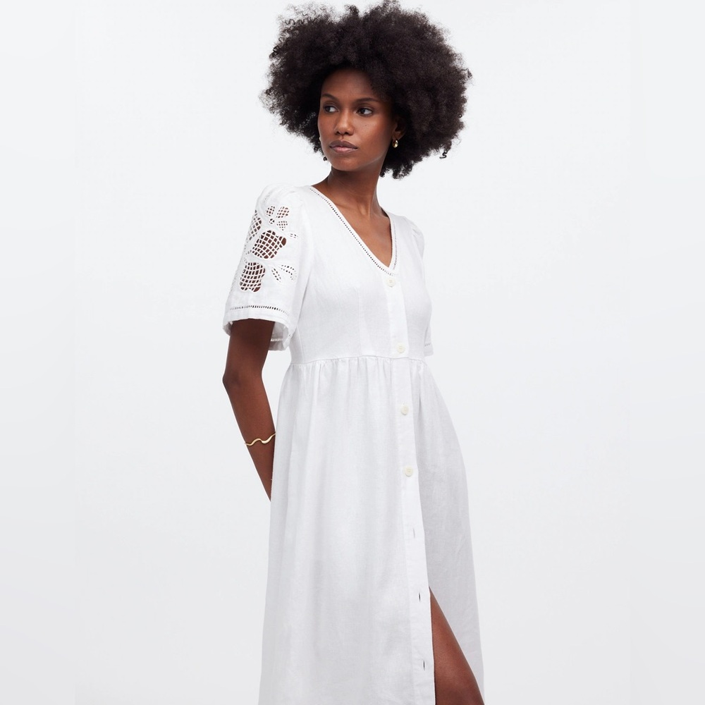 Madewell Cassie Button-Front Midi Dress in Linen